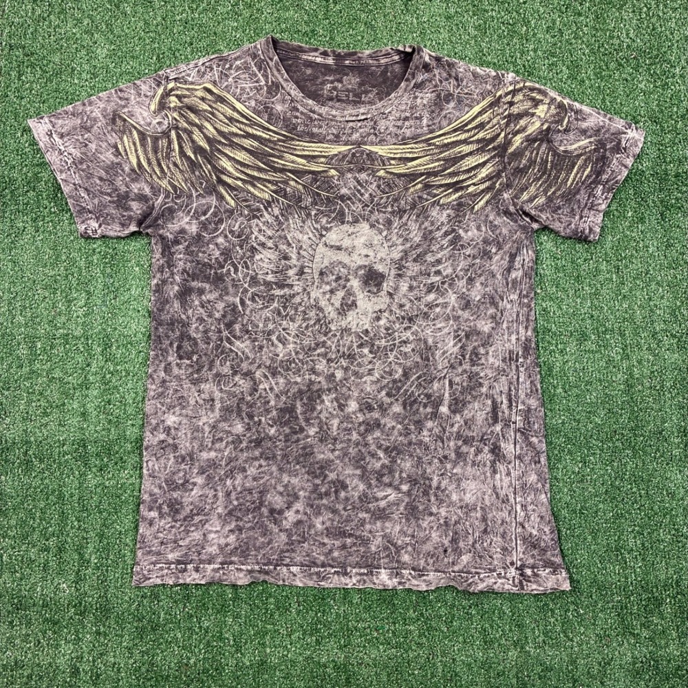 Y2K Helix Wing Skull Graphic Grunge T-shirt